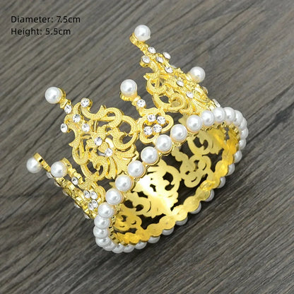 Rhinestone Crown Baking Cake Topper Headwear Decoration Children's Hair Accessories Princess Wedding Birthday Party Supplies New