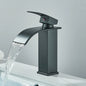 Matte Black Waterfall Basin Faucet - Single-Handle Mixer Tap for Bathroom Sink (Deck-Mounted, Hot & Cold)