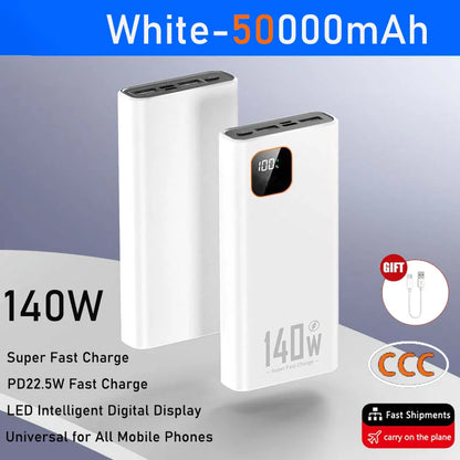 140W 100,000mAh Portable Power Bank USB-C Fast Charging with LED Display, 3-Device Output
