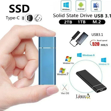 Mini Portable USB SSD 1TB 2TB High-speed Original Mass Storage SSD USB3.0 External Hard Drive for USB SSD Computer Laptop