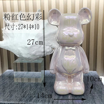 27/cm Ceramic Cartoon Teddy Bear Figurine Love Bear Ornament Living Room Small Piggy Bank Wine Cabinet Desktop Home Decoration