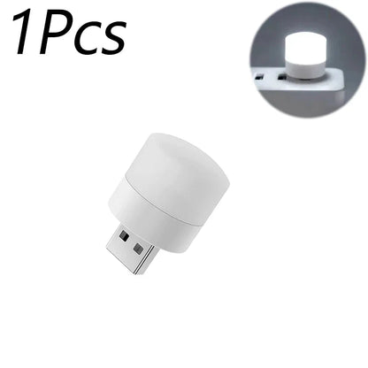 Mini USB Night Light (1/3/5/10-Pack) - Warm White LED Book Reading Lamp, Eye-Protection USB Plug-In
