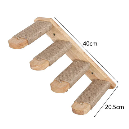 Wall-Mounted Cat Climbing Shelves with Steps, Scratching Post and Hideaway Bed
