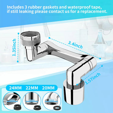1080° Universal Rotating Faucet Extender – Dual-Mode Swivel Aerator for Kitchen & Bathroom