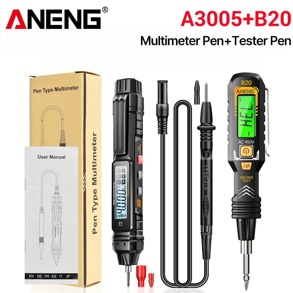 Pen Multimeter & NCV Non-Contact AC/DC Voltage Test Pen Combo with Double-Head Screwdriver