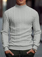 Men's High Collar Knit Sweater - Slim Fit Vintage Twist Turtleneck Pullover, Warm Winter Knitwear