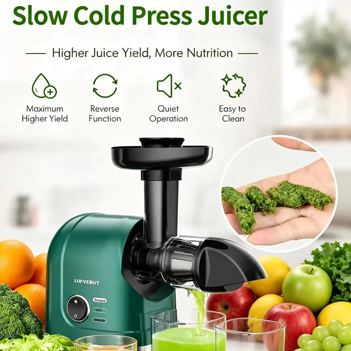 LUFVEBUT BP-8038 Slow Masticating Juicer, 200 W