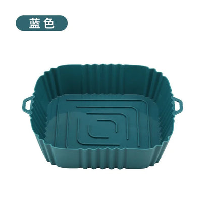 1PC Air Fryer Oven Baking Tray Silicone Tray Fried Chicken Pizza Mat Oilless Silicone Pan Air Fryer Accessories