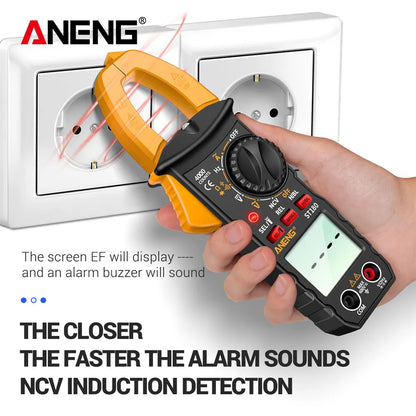 Digital AC Clamp Meter 4000 Counts Multimeter – AC/DC Voltage & Current Tester with NCV, Capacitance, Frequency, Ohms