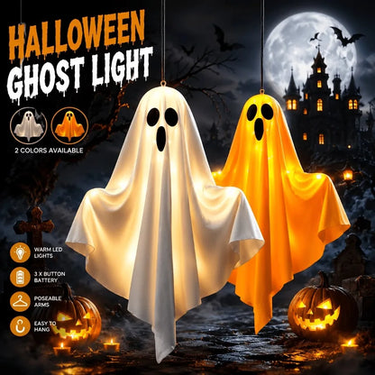 Halloween LED Ghost Lights - Warm White Battery Decorations