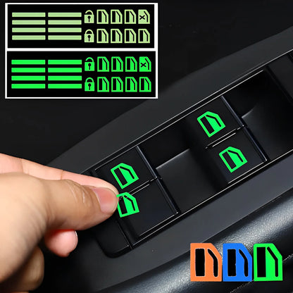Glow-In-The-Dark Car Window Button Stickers - Luminous Switch Decals for Interior Night Visibility