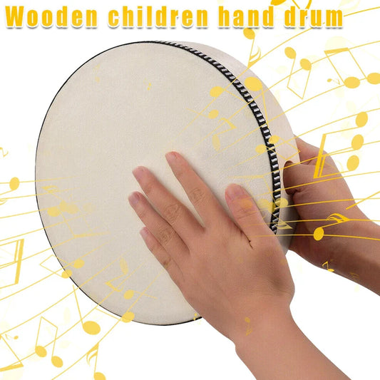 Kids Wooden Hand Drum 4/6/8/10-Inch (10/15/20/25 cm) Percussion Music Toy for Children