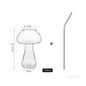 Mushroom Cocktail Glass with Straw - Clear Creative Drinkware for Cocktails, Beer & Iced Coffee