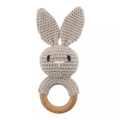 Baby Crochet Rattle Wooden Teether Toy BPA Free