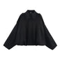 Women's Vintage Bomber Jacket Turn-Down Collar Long Sleeve Loose Fit Outerwear