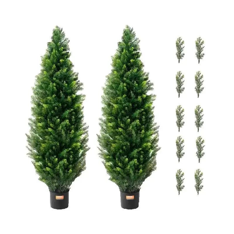 Artificial Cedar Topiary Tree – Evergreen Faux Pine for Indoor & Outdoor Decor (Set of 2)