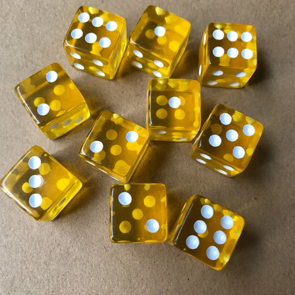 10pcs/set Transparent Dice Right Angle Dice Board Game Accessories 16mm