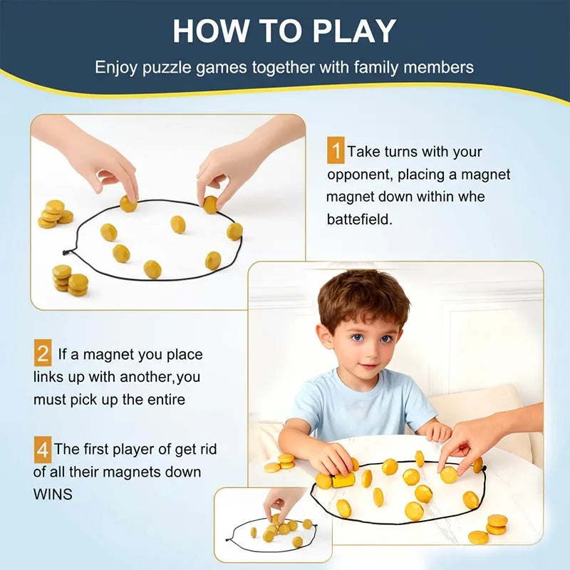Magnetic Stones Strategy Game – Interactive Magnetic Board Game for Family, Kids & Adults (3.4 cm / 1.34 in Magnets)