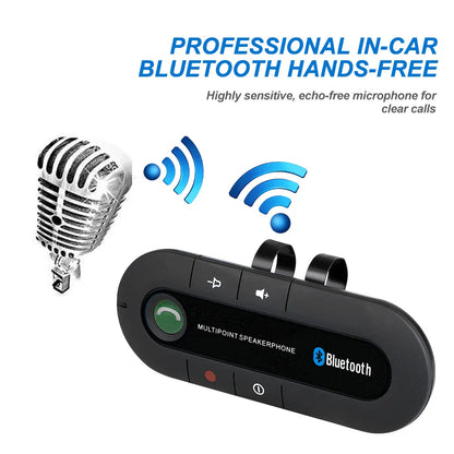Bluetooth 4.1 Hands-Free Car Speakerphone Sun Visor Clip – Wireless Stereo Speaker with Mic, 10m Range