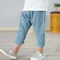 Kids Cotton Pleated Ankle-Length Pants – Toddler Boys Girls Casual Harem Trousers with Elastic Waist