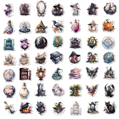 10/30/50PCS Cool Magic Witch Gothic Cartoon Stickers Aesthetic Anime Decals Skateboard Phone Laptop Suitcase Decorative Sticker