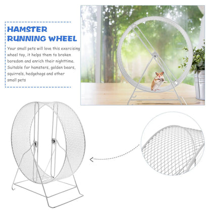 Silent Iron Exercise Wheel for Hamsters Quiet Small Pet Running Wheel with Stand