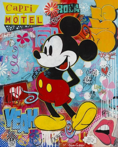 Mickey Mouse Minnie Street Graffiti Canvas Painting Prints Poster Creative Modern Wall Art Pictures Living Room Home Decor
