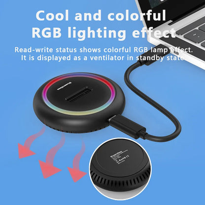 Dual-Protocol M.2 SSD Docking Station USB-C NVMe + SATA (M.2 NGFF) with RGB LED Light
