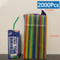 Multicolor Flexible Plastic Drinking Straws — Reusable Cocktail & Boba Straws 8.3 in (21 cm) x 0.2 in (5 mm) — Packs 50–6000 for Parties & Weddings