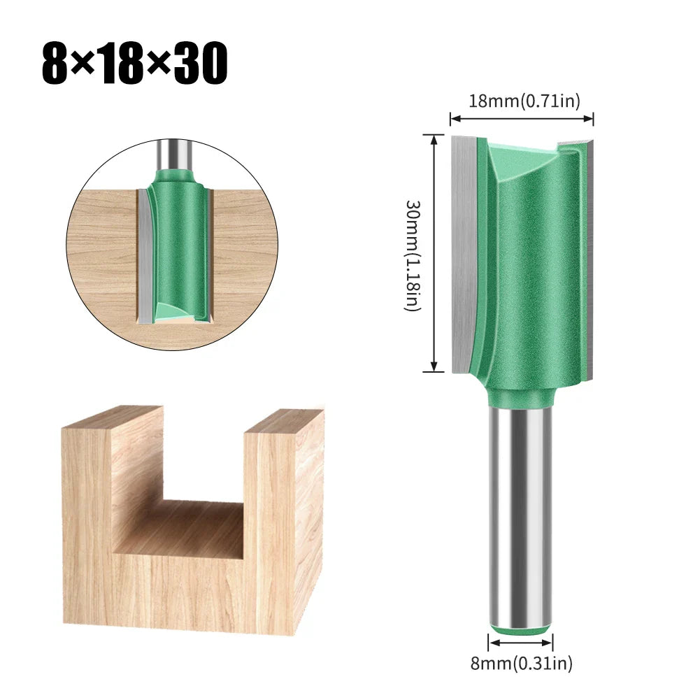 Tungsten Carbide Router Bit 3-20mm (0.12-0.79 in) Diameter, 8mm (0.315 in) Shank, Single/Double Flute Straight Bit for Woodworking