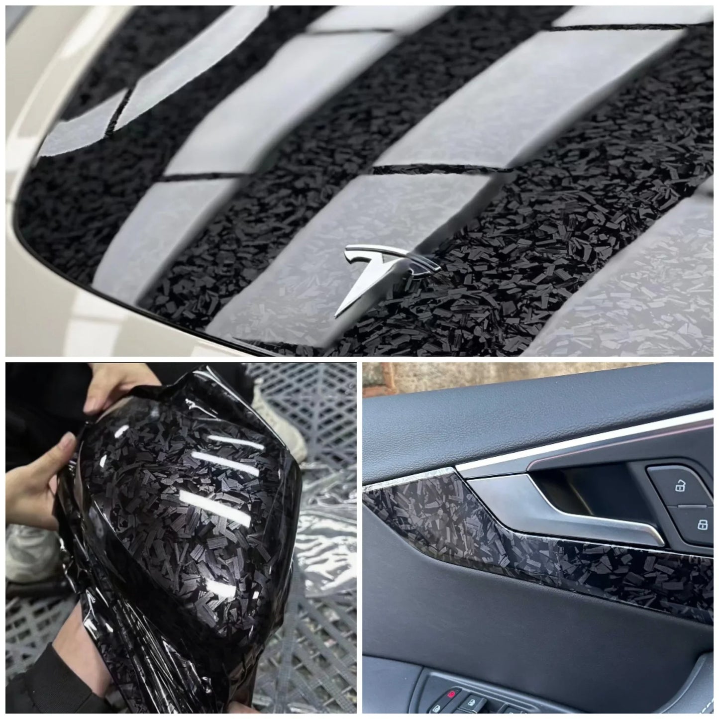 Forged Carbon Fiber Vinyl Wrap Roll Adhesive Car Wrap Film Gloss Matte Black Silver Red