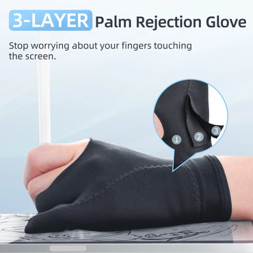Two-Finger Anti-Fouling Touchscreen Drawing Glove for Tablet and Phone, Anti-Contact Stylus Glove
