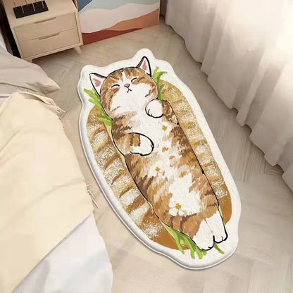 Faux Cashmere Cute Cartoon Pet Carpet Home Bedroom Bedside Decorative Floor Mat Anti-slip Dirty Resistant Machine Washable Rug