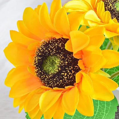Rechargeable Sunflower LED Night Light USB Bedside Table Lamp Warm Light (3-LED)