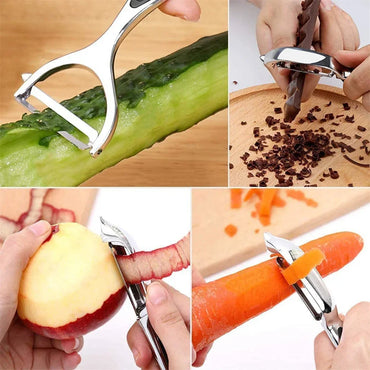 Stainless Steel Vegetable Peeler Set – Multifunctional Y & I Potato, Carrot & Fruit Peeler with Ergonomic Handle
