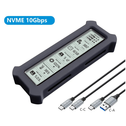 Portable M.2 NVMe SSD Enclosure with Health Display — USB 3.2 Gen 2 10Gbps