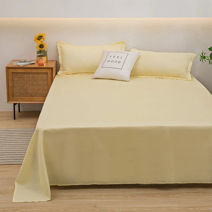 Soft Home Flat Bed Sheet — Plain Solid Color Top Sheet for Single, Queen, King Beds