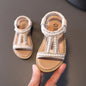 Toddler Girls Gladiator Sandals Beaded Nubuck Leather Slip-On Flat Sandals — Sizes 21–30 (13.5–18 cm | 5.31–7.09 in)