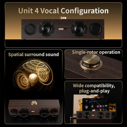 Retro Dual-Mode Bluetooth & Wired Wooden Multimedia Speaker — USB Subwoofer for TV, PC & Mobile