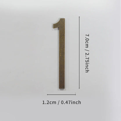 Bronze Door Number with Backing Adhesive 7cm Metal House Number Apartment Door Number for Outdoor Hotel Home Mailbox Label
