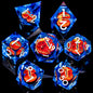 7-Piece Liquid Core Eye of Sauron Resin Dice Set Sharp-Edge D20 for D&D Tabletop RPG