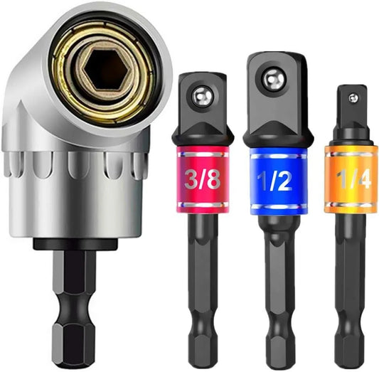 Impact-Grade 105° Angle Socket Adapter Right Angle Drill Driver Extension Screwdriver Bit Holder