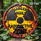 1pc Rustic Radiation Warning Round Aluminum Sign - 2D Flat Nuclear Hazard Metal Wall Art, "DANGER HIGHLY Radioactive ZONE