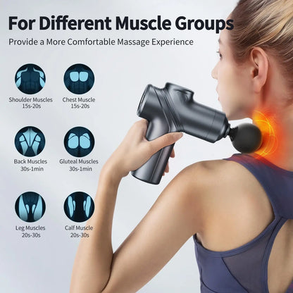 LEERCON Mini Massage Gun – Deep Tissue Percussion Massager, Silent Brushless Motor, 6 Speeds, 4 Heads, USB-C, for Women & Men
