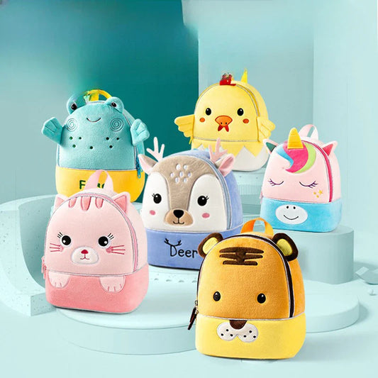 Plush Animal Anti-Lost Backpack for Toddlers & Preschool Kids - Cute Kindergarten Bag