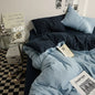 Washed Cotton Solid 4-Piece Bedding Set – 1.5 m (5 ft / 60 in) & 1.8 m (6 ft / 72 in) Duvet Cover, Fitted Sheet & Envelope Pillowcases