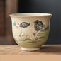 Handmade Zodiac Ceramic Teacup 110ml (3.7 fl oz) Vintage Pottery Tea Bowl for Meditation & Gongfu Tea