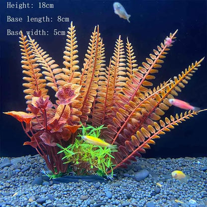 Artificial Aquarium Plants – Plastic Underwater Green Shrubs with Resin Base, Fish Tank Decoration