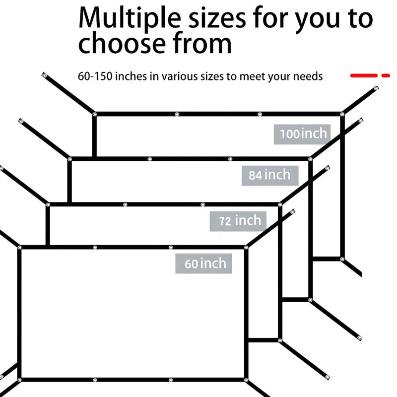 16: 9 portable foldable white soft screen, 60-150 inch high-definition wall mounted extended projection screen