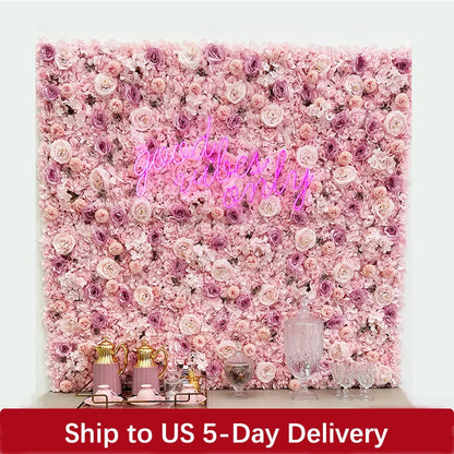 MEIHON Silk Rose Flower Wall Panel - 60x40cm Artificial Backdrop, Connectable, 34 Color Options for Wedding, Home & Events